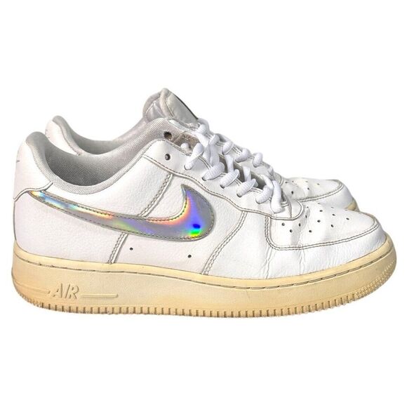 Nike Court Vision Low Top White Iridescent Swoosh Sneakers Women's Size 8 M - Picture 5 of 9